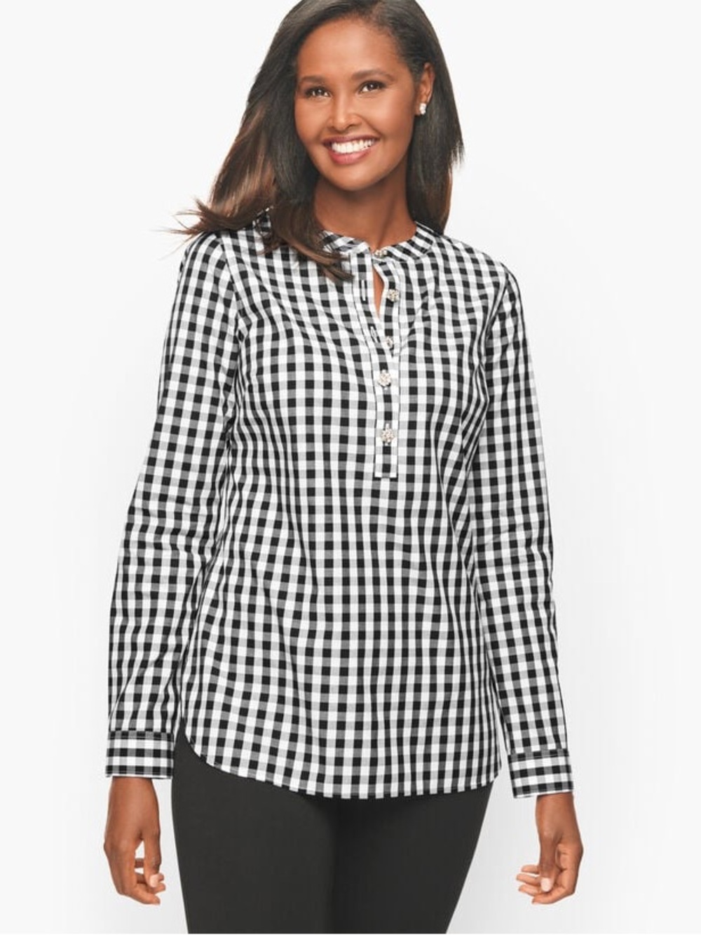 Talbots Gingham Button Down LP Black
